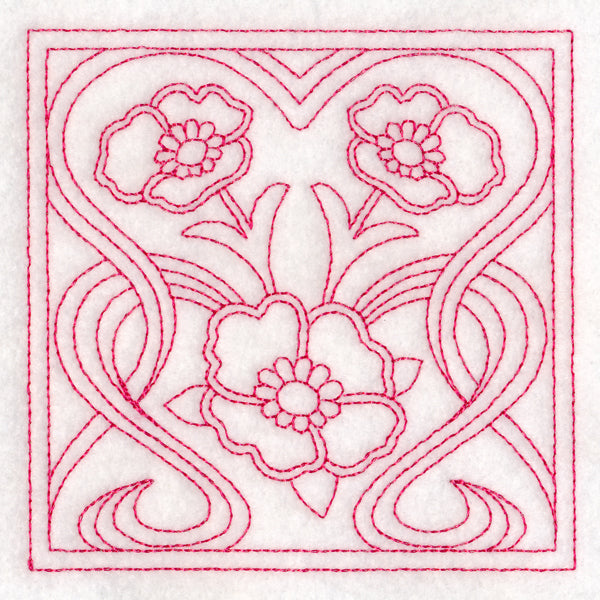 Art Nouveau Floral Quilting - Poppy (Double Run)