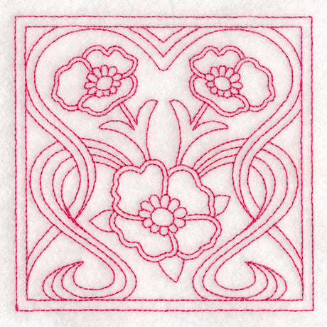 Art Nouveau Floral Quilting - Poppy (Double Run)