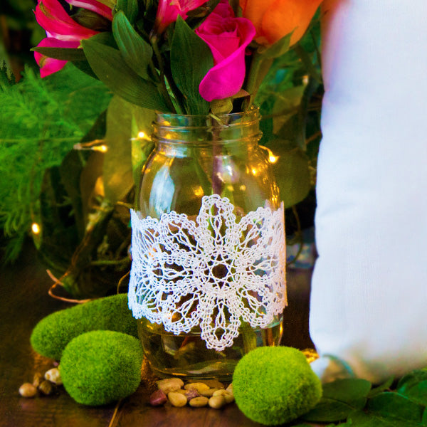 Floral Jar Wrap (Battenburg Lace)