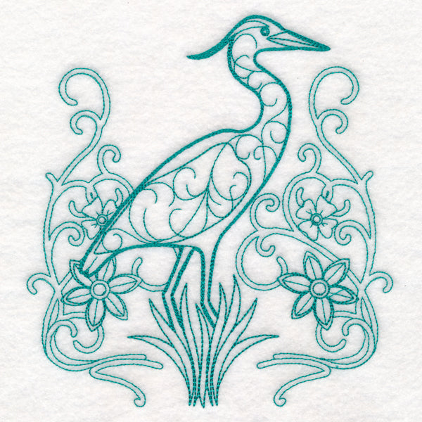 Delicate Heron Doodle (Vintage)
