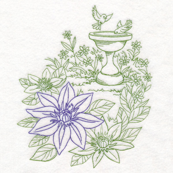 Garden Bird Bath Etching