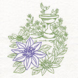 Garden Bird Bath Etching