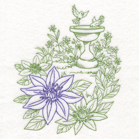 Garden Bird Bath Etching