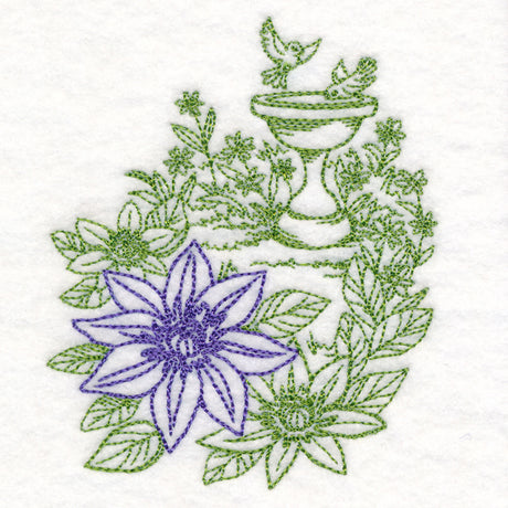 Garden Bird Bath Etching