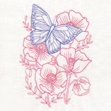 Garden Poppy Butterfly Etching