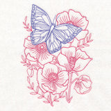Garden Poppy Butterfly Etching