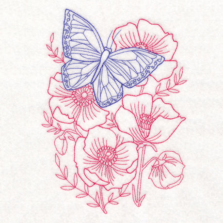 Garden Poppy Butterfly Etching