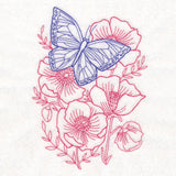 Garden Poppy Butterfly Etching