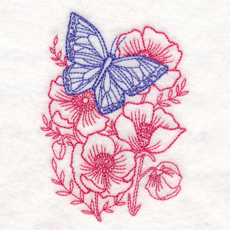 Garden Poppy Butterfly Etching