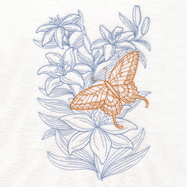 Garden Lily Butterfly Etching