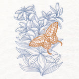 Garden Lily Butterfly Etching