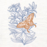 Garden Lily Butterfly Etching