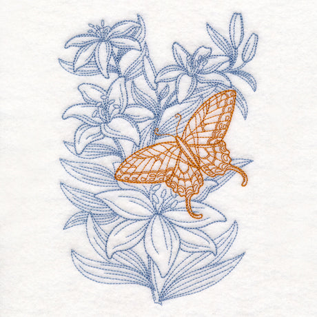 Garden Lily Butterfly Etching
