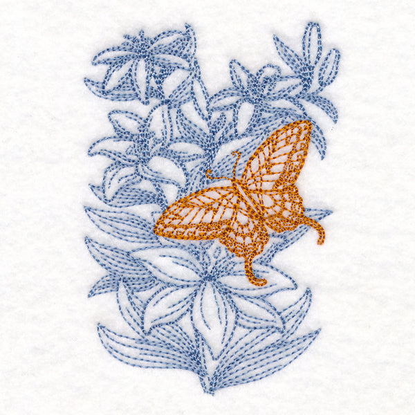Garden Lily Butterfly Etching