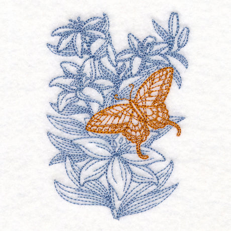 Garden Lily Butterfly Etching