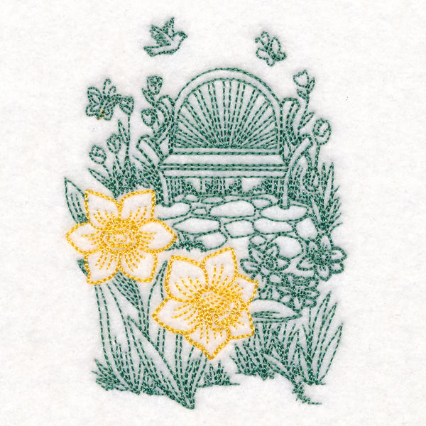 Garden Bench Etching