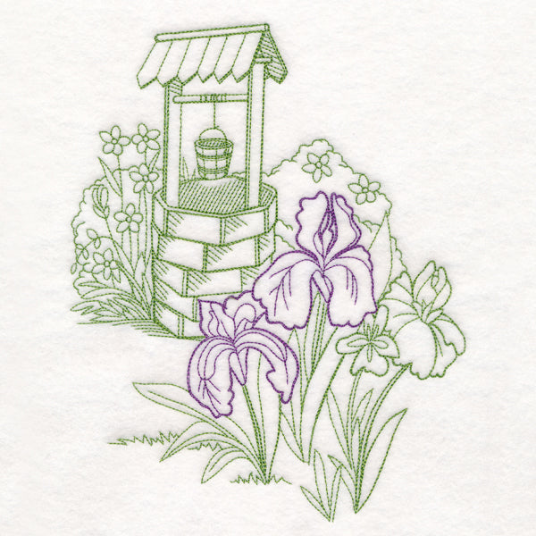 Garden Wishing Well Etching
