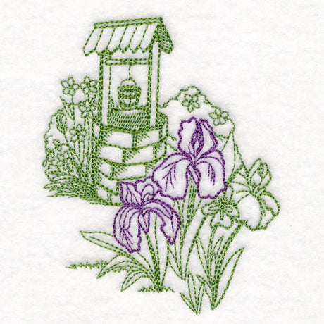 Garden Wishing Well Etching