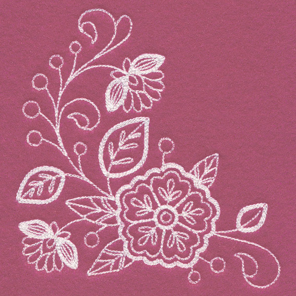 Blossoming Botanical Corner (Whitework)