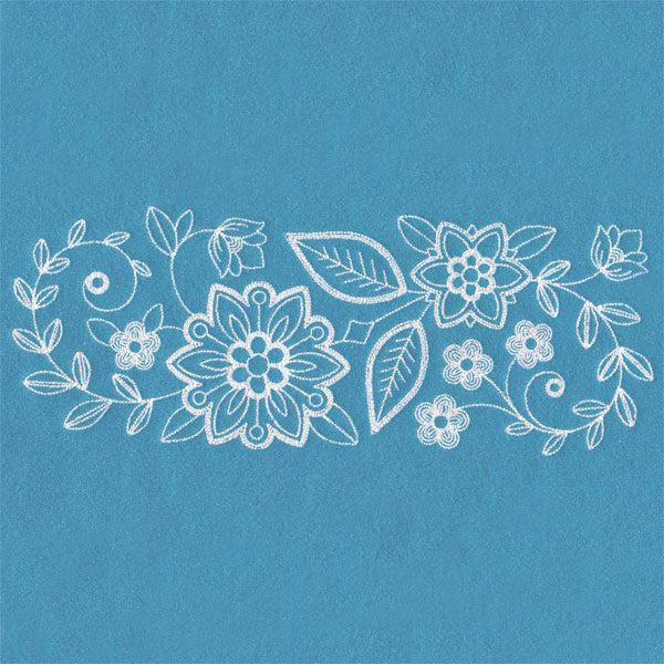 Whimsical Floral Border (Whitework)