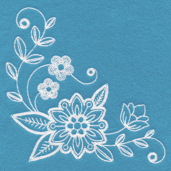 Whimsical Floral Corner (Whitework)