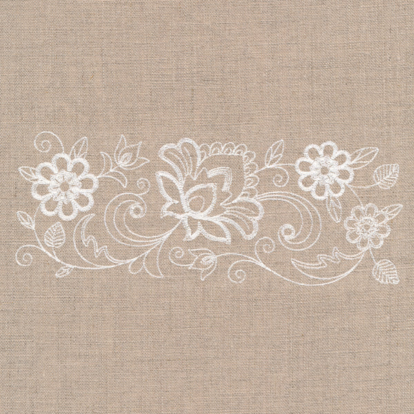 Flourishing Floral Border (Whitework)
