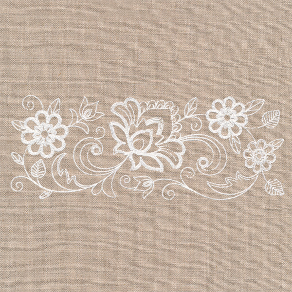 Flourishing Floral Border (Whitework)
