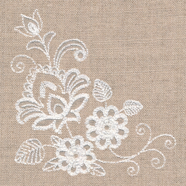 Flourishing Floral Corner (Whitework)