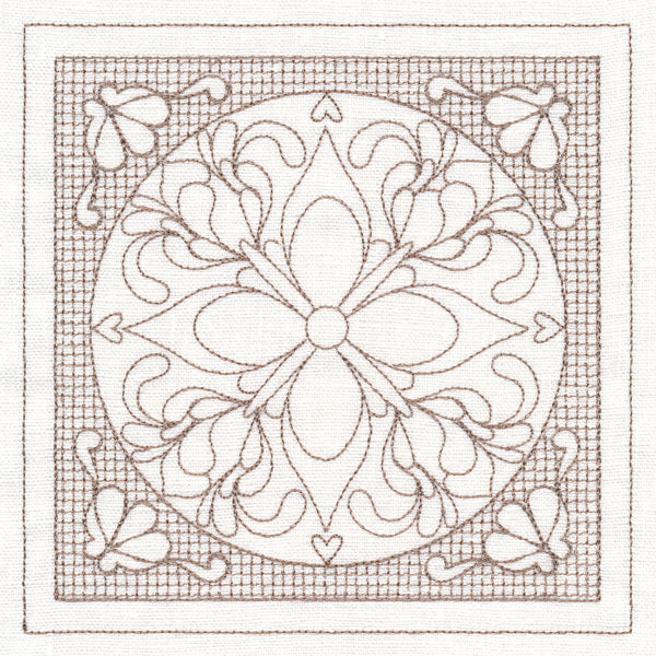 Fig Blossom Square (Trapunto)