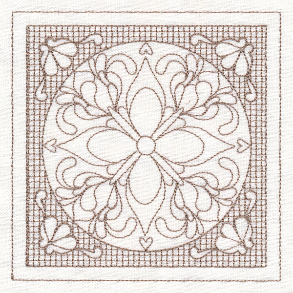 Fig Blossom Square (Trapunto)