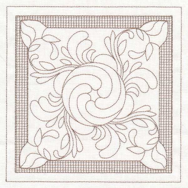 Peony Square (Trapunto)