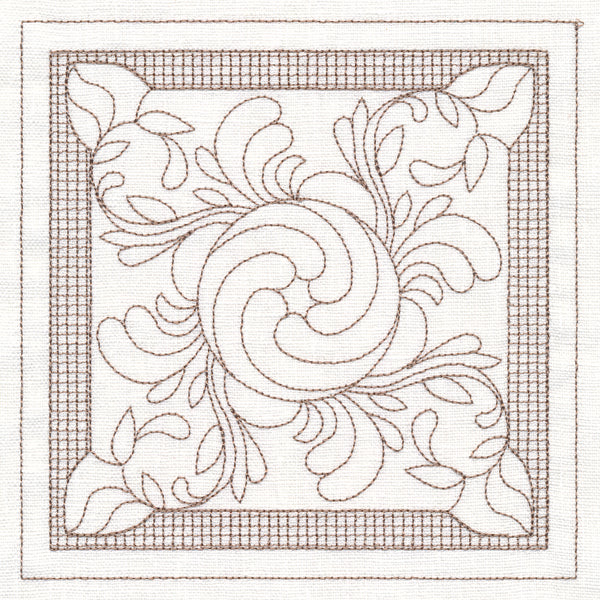 Peony Square (Trapunto)