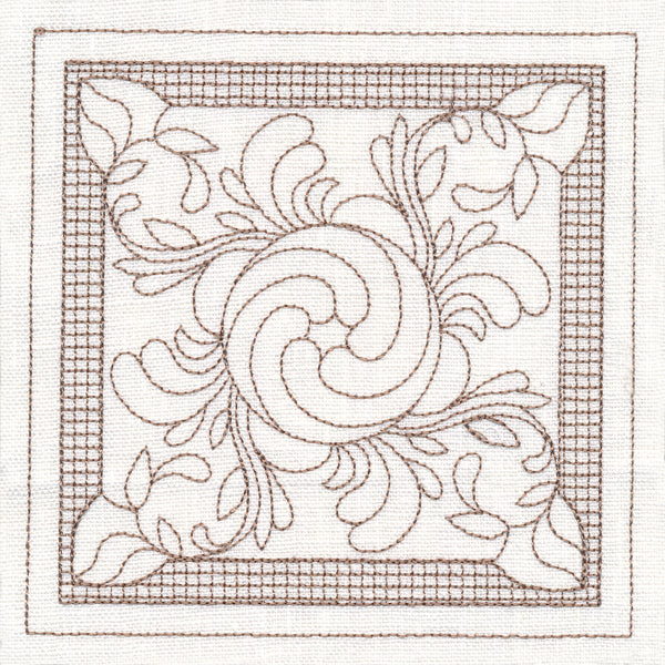 Peony Square (Trapunto)