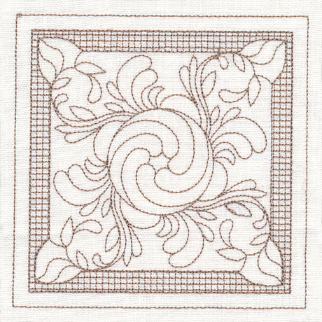 Peony Square (Trapunto)