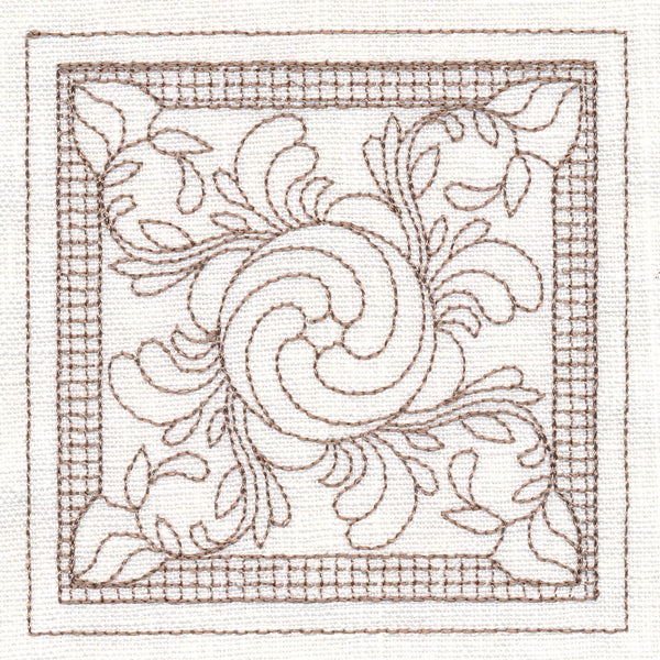 Peony Square (Trapunto)