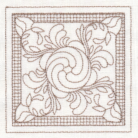 Peony Square (Trapunto)