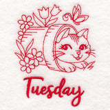 Country Kitten on Tuesday (Redwork)