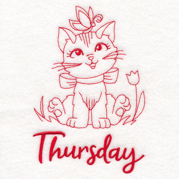Country Kitten on Thursday (Redwork)