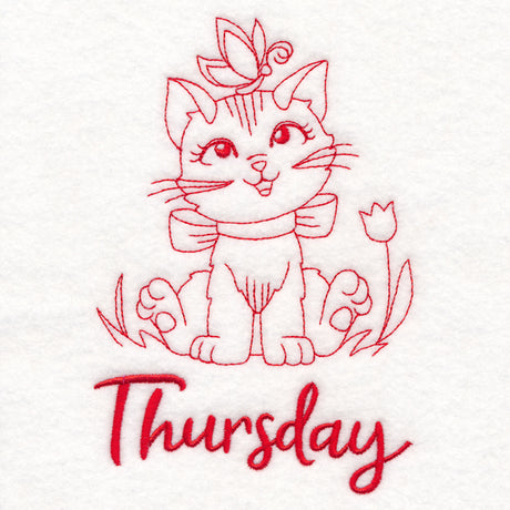 Country Kitten on Thursday (Redwork)