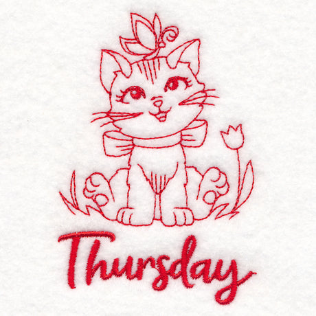 Country Kitten on Thursday (Redwork)