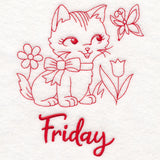 Country Kitten on Friday (Redwork)