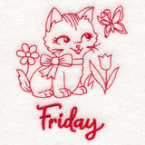 Country Kitten on Friday (Redwork)