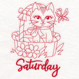 Country Kitten on Saturday (Redwork)