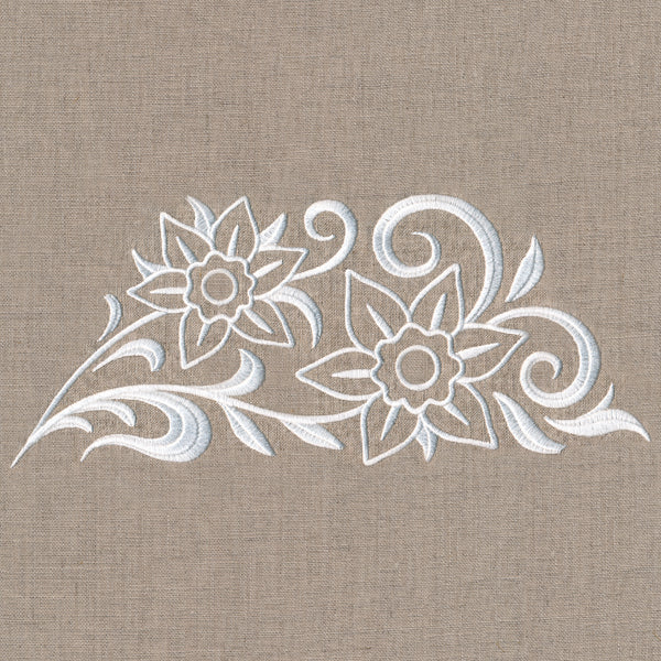Blooming Floral Border (Whitework)