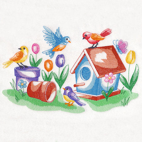 Tweets and Tulips (Toile)