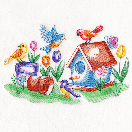 Tweets and Tulips (Toile)