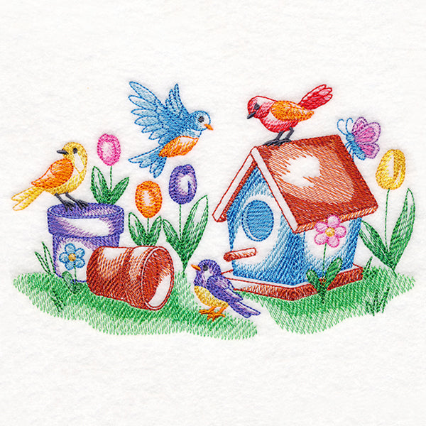 Tweets and Tulips (Toile)