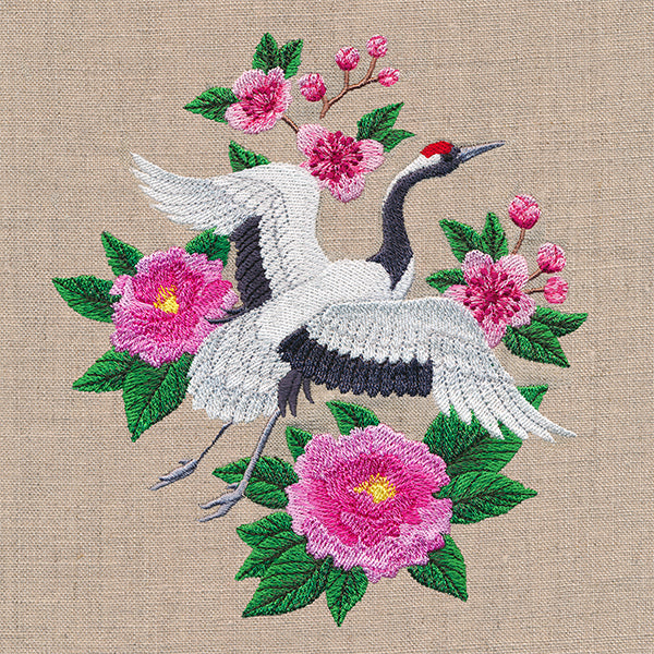 Red Crowned Crane in Bloom