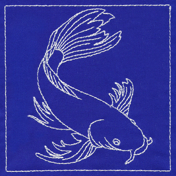 Japanese Sashiko Quilting - Koi Fish