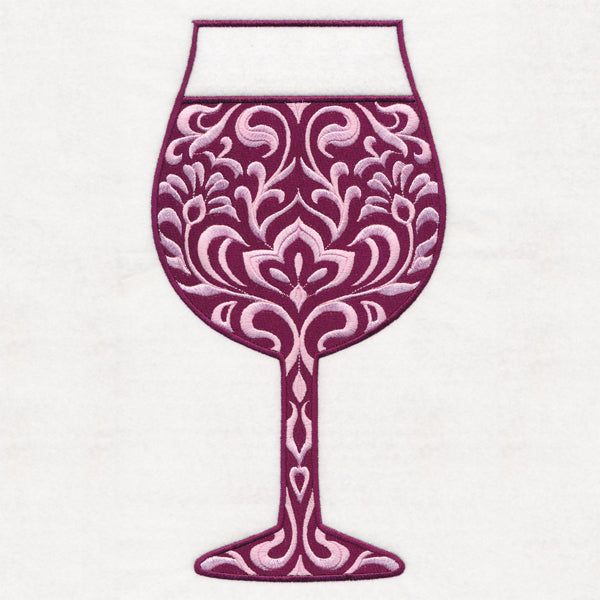 Delightful Damask Wine Glass
